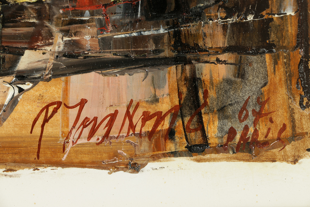 Acrylic Painting on Paper of Abstract Parisian Street Scene