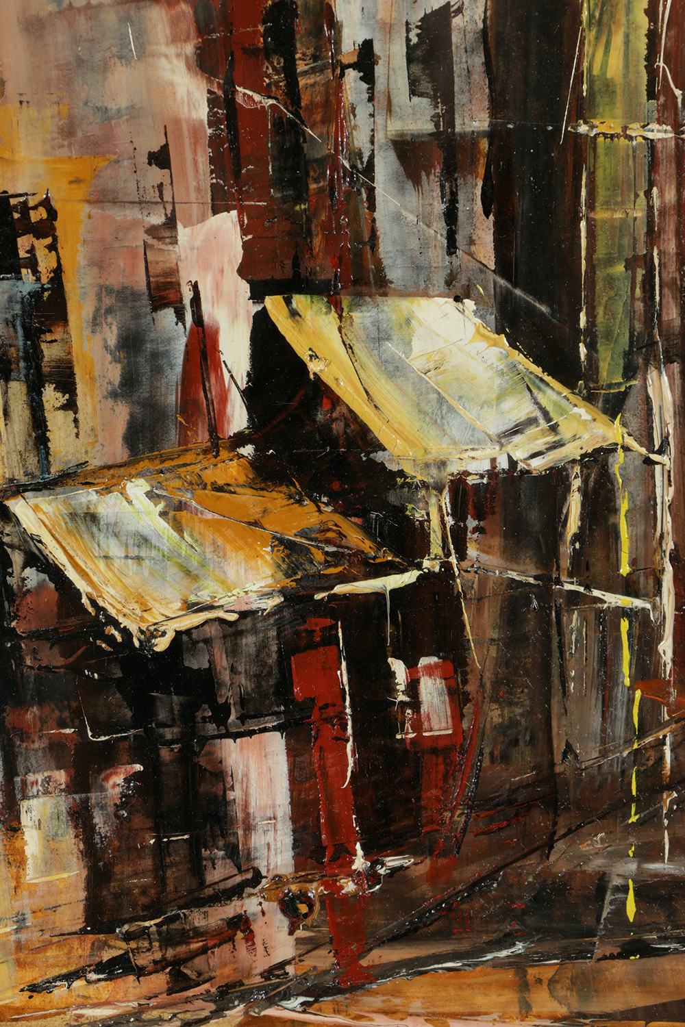 Acrylic Painting on Paper of Abstract Parisian Street Scene