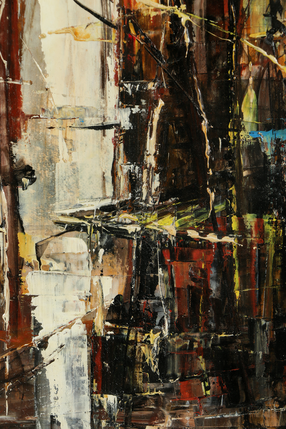 Acrylic Painting on Paper of Abstract Parisian Street Scene