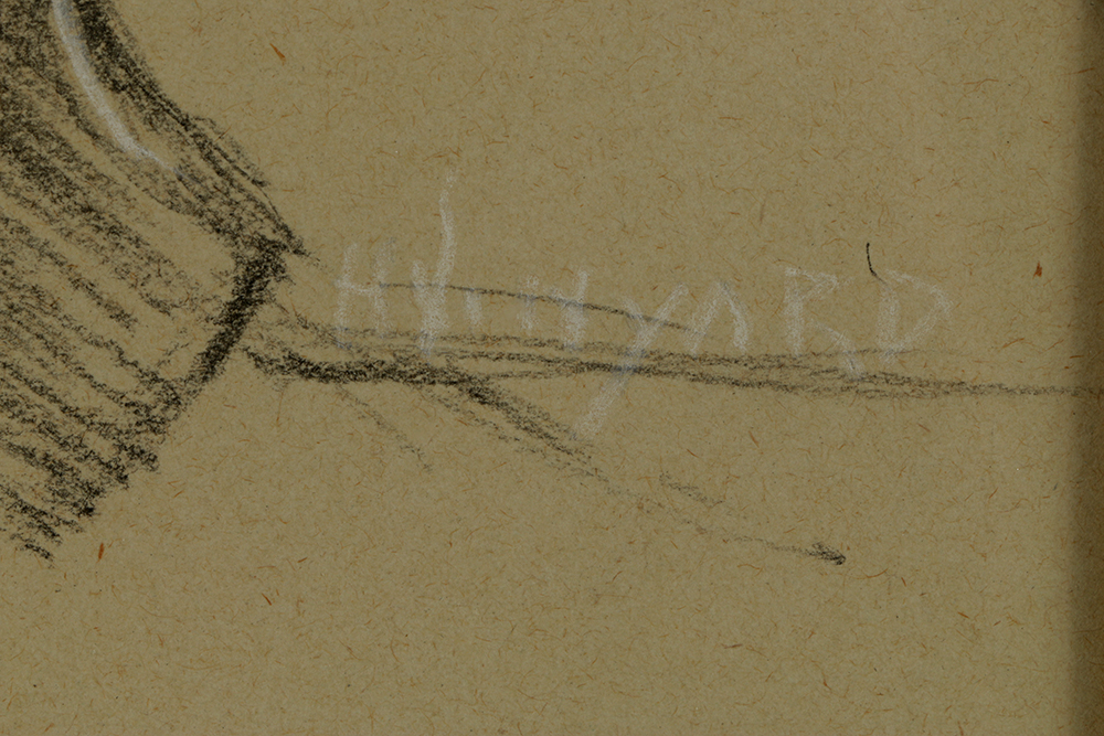 Charcoal Drawing on Paper of Man with a Pot