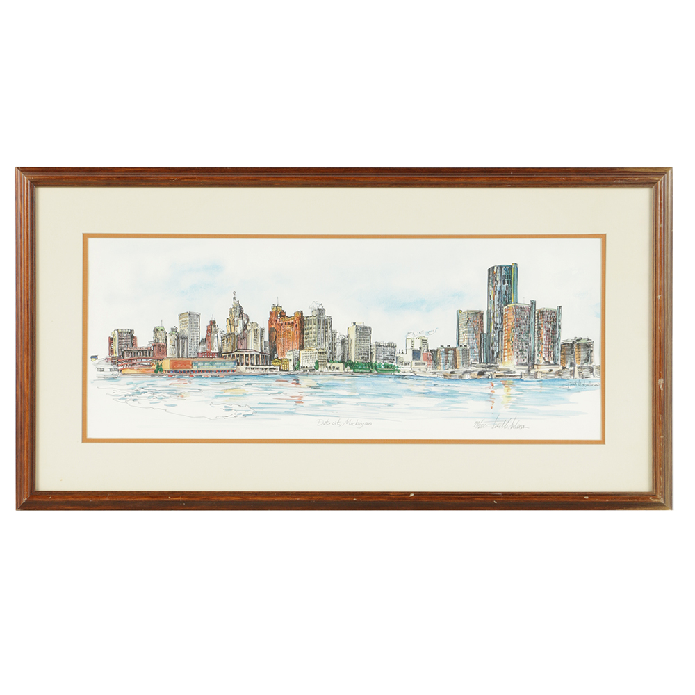 Janet M. Anderson Limited Edition Lithograph "Detroit, Michigan"