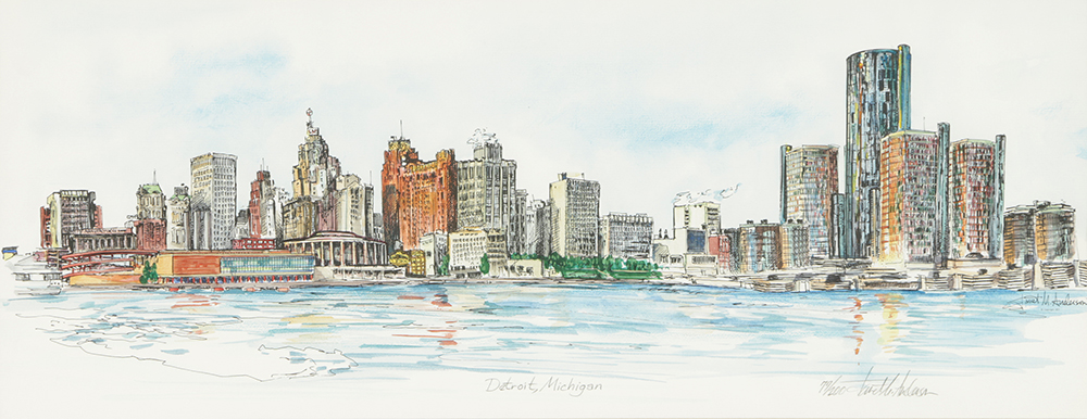 Janet M. Anderson Limited Edition Lithograph "Detroit, Michigan"