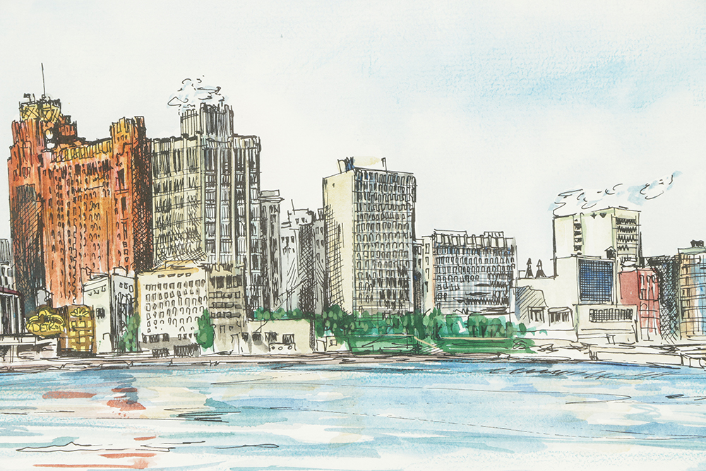 Janet M. Anderson Limited Edition Lithograph "Detroit, Michigan"