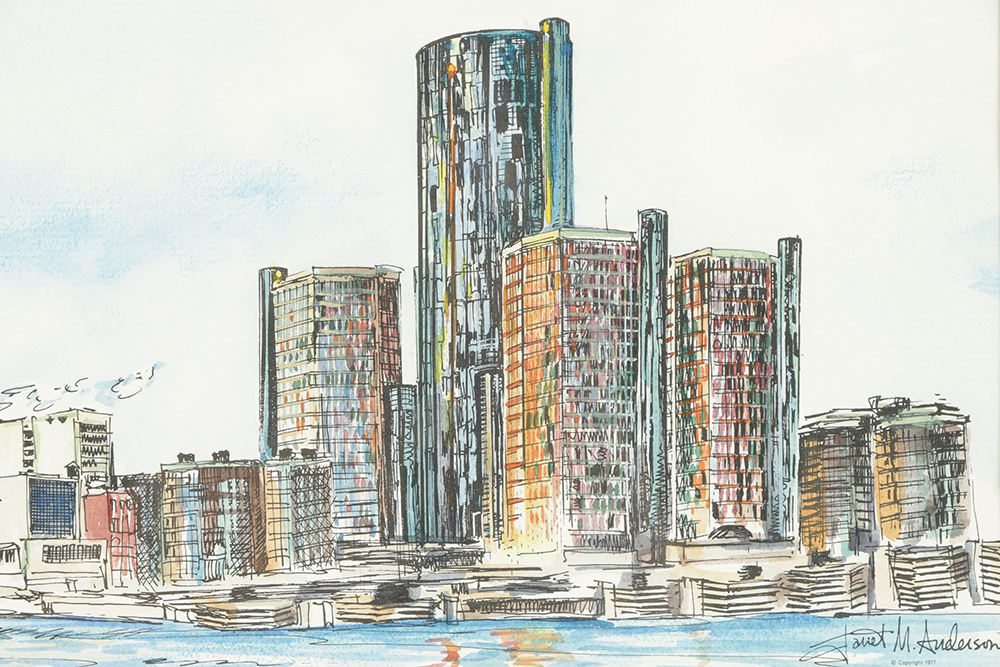 Janet M. Anderson Limited Edition Lithograph "Detroit, Michigan"