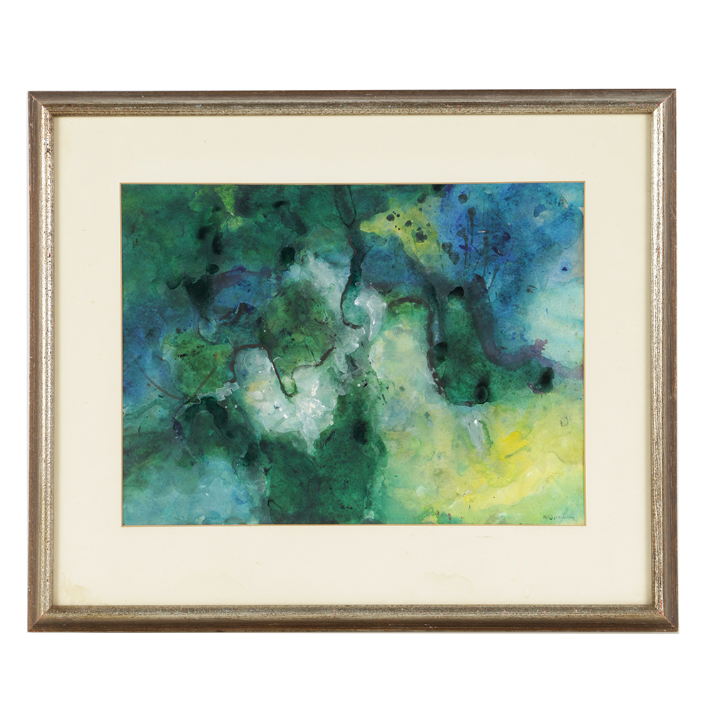 M. Sparling Watercolor Painting on Paper Abstract Composition