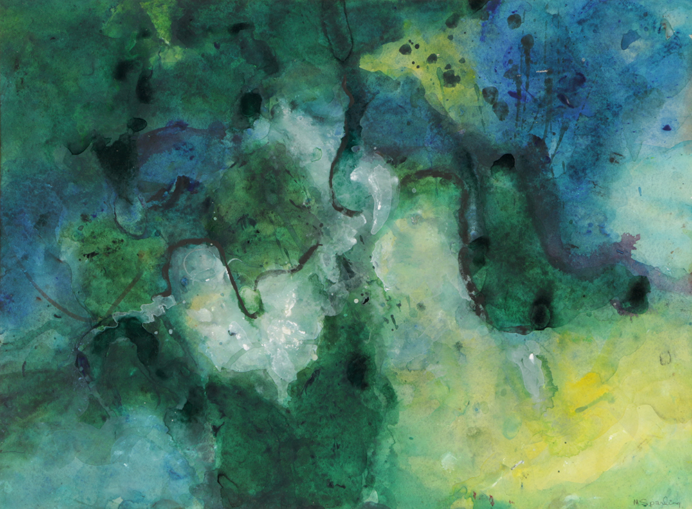 M. Sparling Watercolor Painting on Paper Abstract Composition