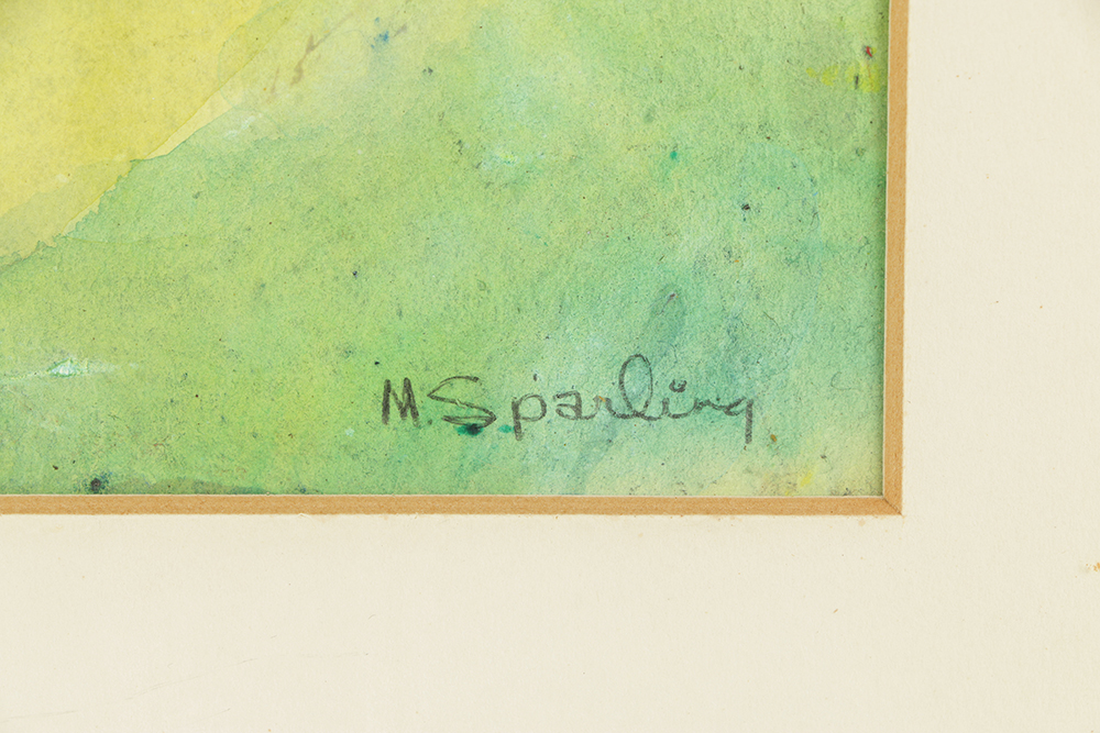 M. Sparling Watercolor Painting on Paper Abstract Composition