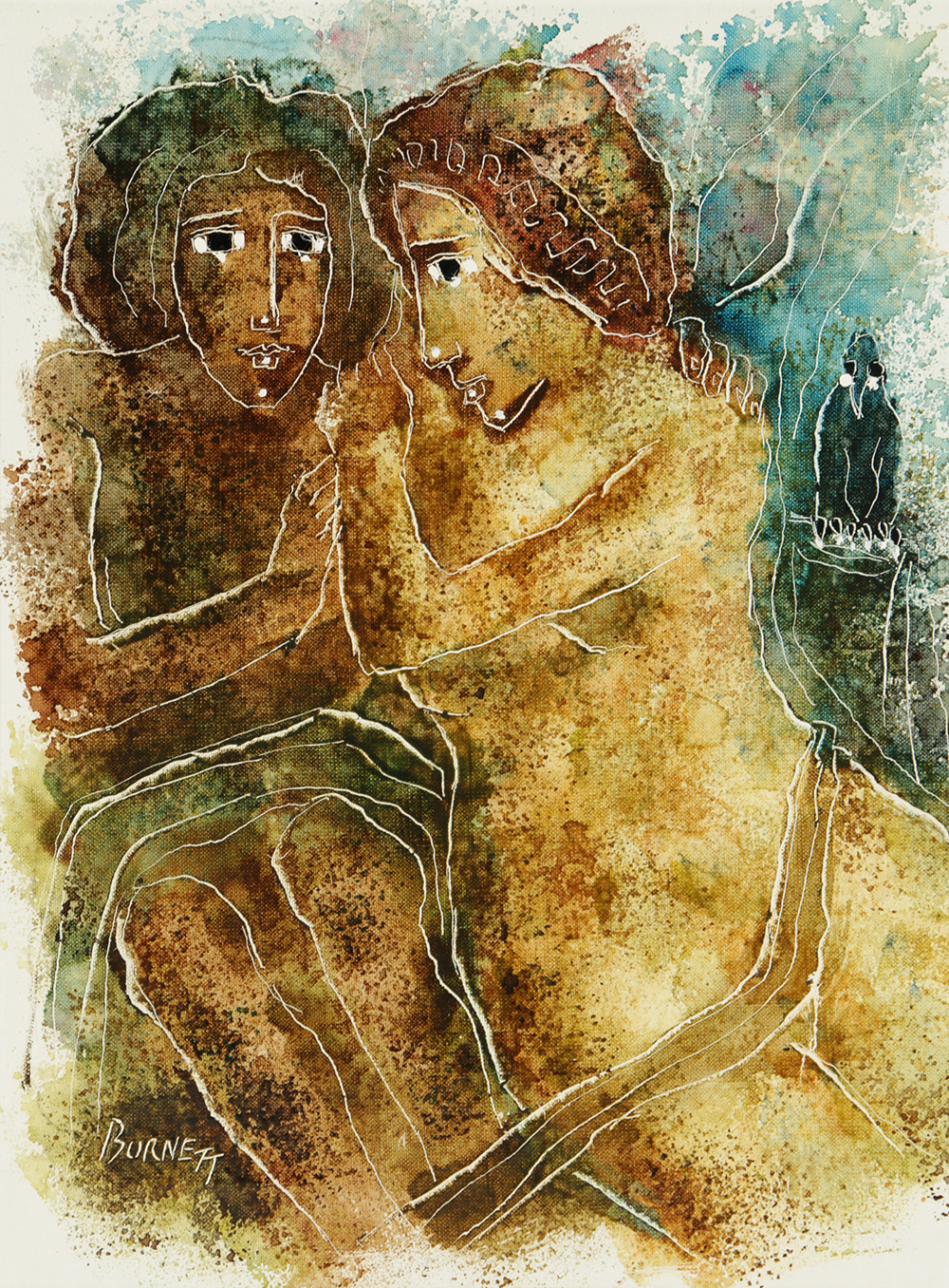 Calvin Waller Burnett Oil Painting on Canvas of Nude Figures