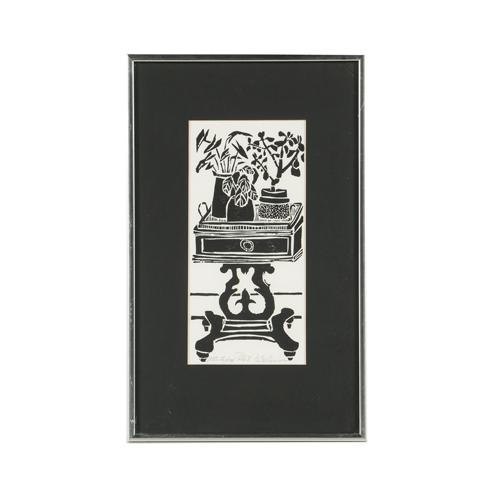 Artist's Proof Linocut Print on Paper "Table II"