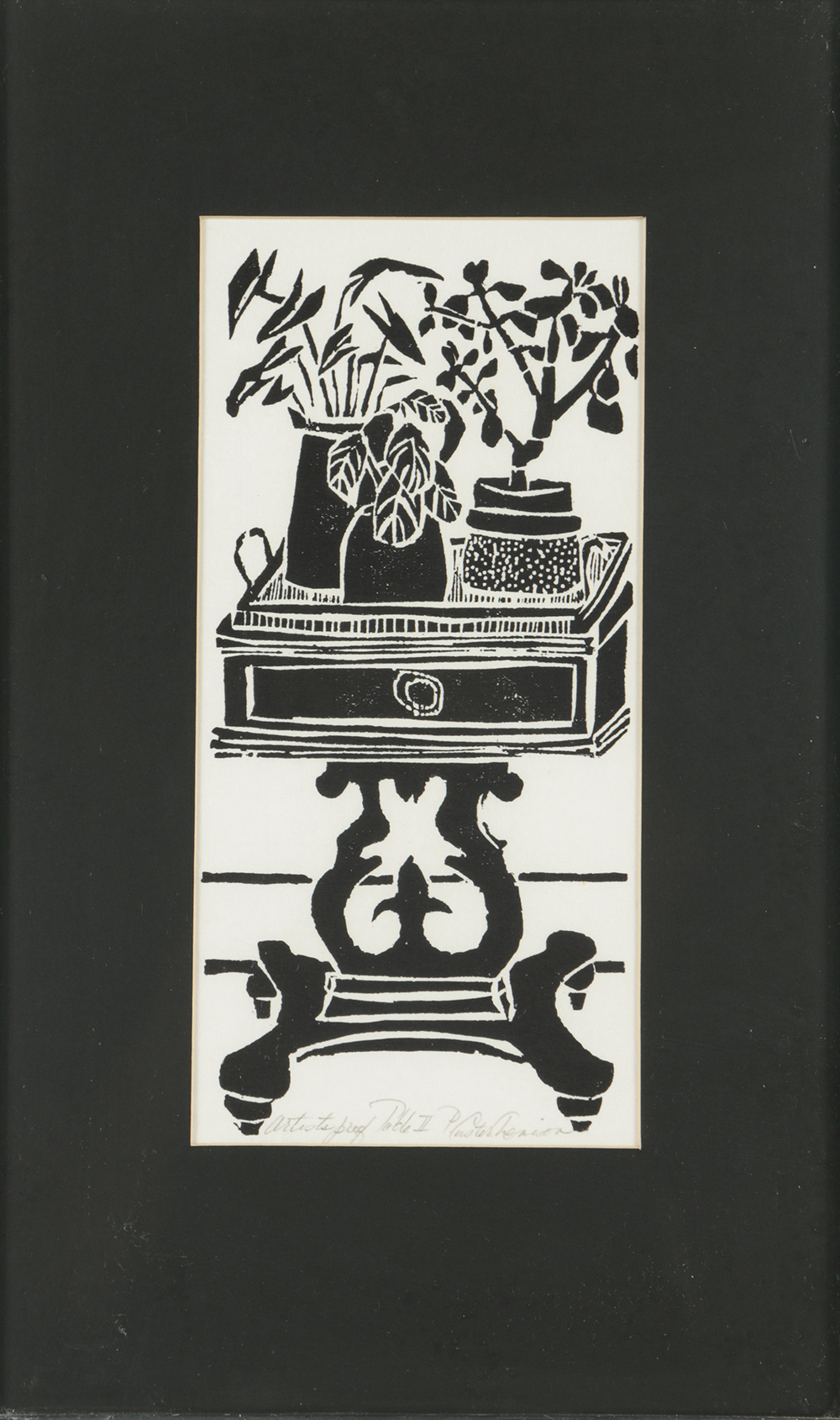 Artist's Proof Linocut Print on Paper "Table II"