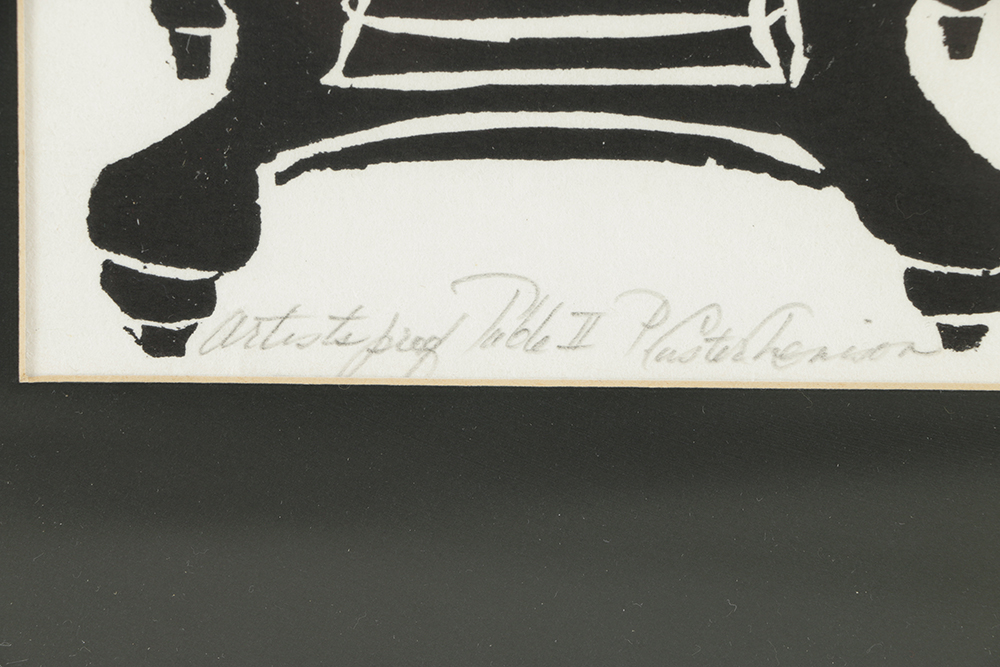 Artist's Proof Linocut Print on Paper "Table II"