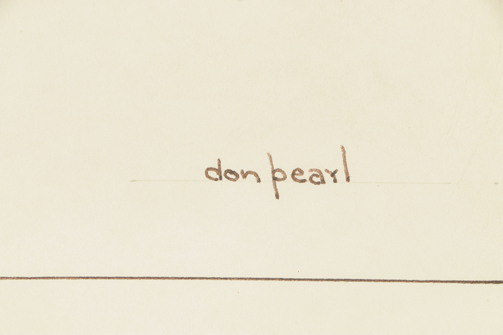 Don Pearl Ink Drawing on Paper with Gouache of Abstract Forms