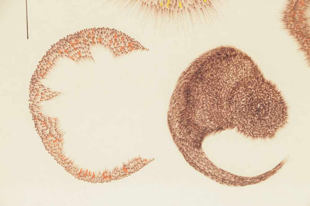 Don Pearl Ink Drawing on Paper with Gouache of Abstract Forms