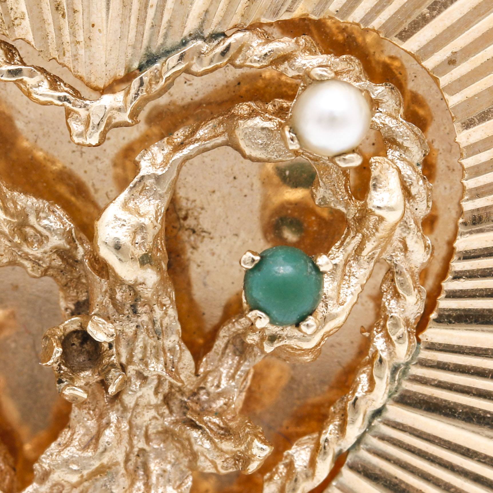 Vintage 14K Yellow Gold Gemstone Heart Pendant