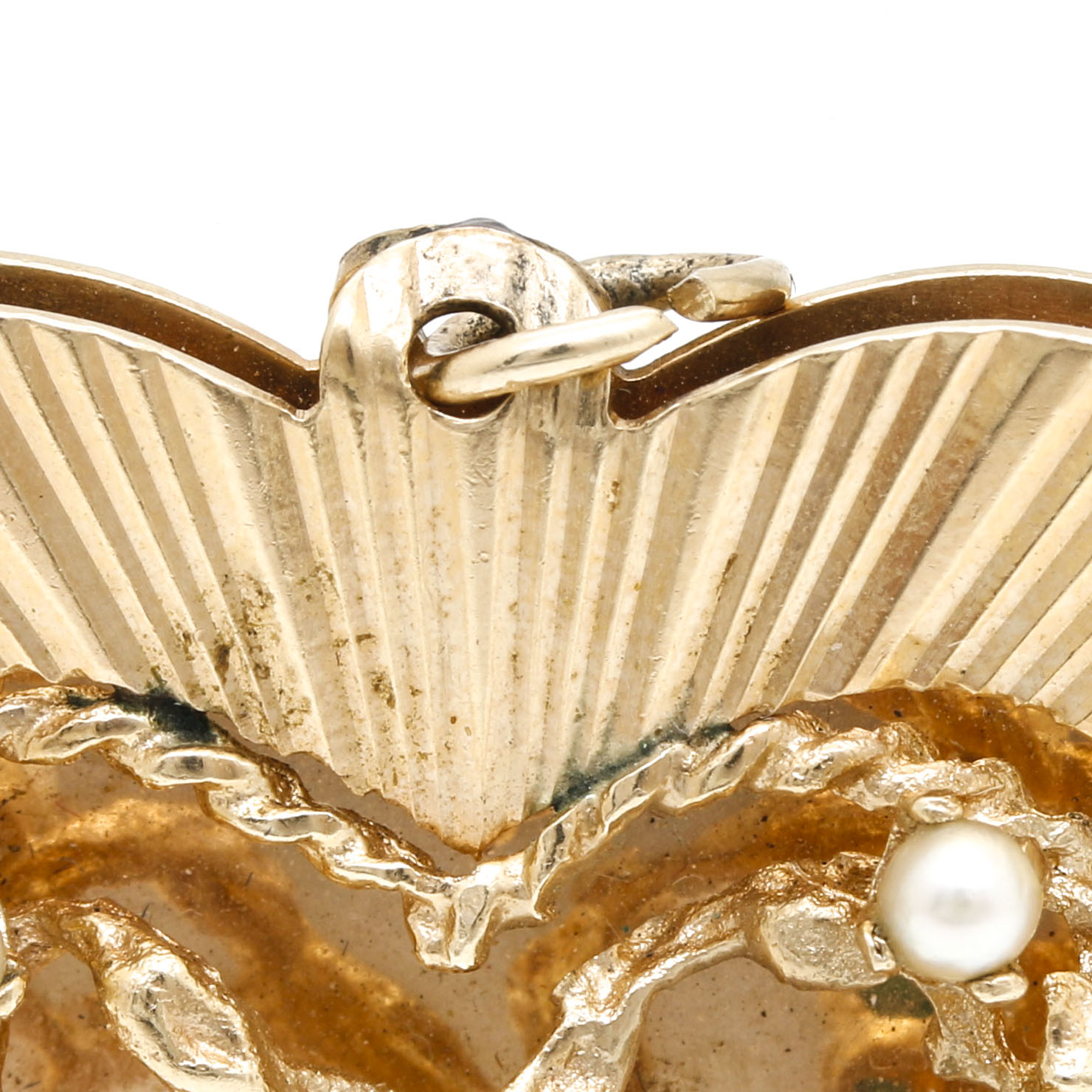 Vintage 14K Yellow Gold Gemstone Heart Pendant