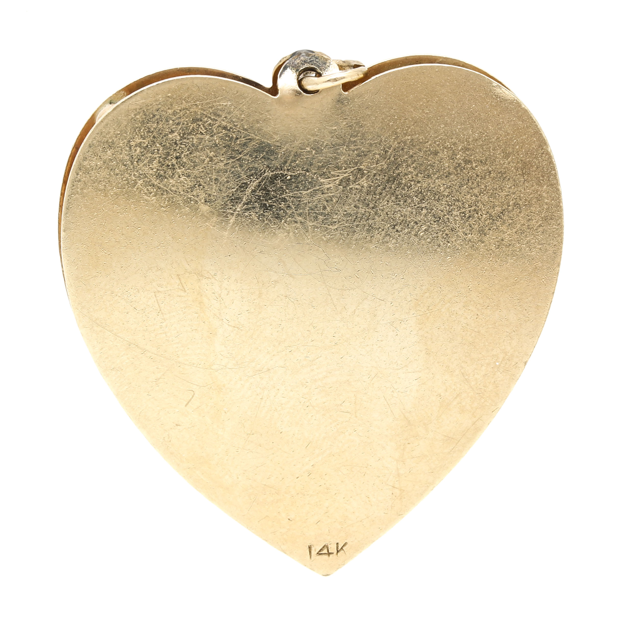 Vintage 14K Yellow Gold Gemstone Heart Pendant