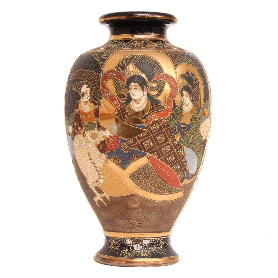 Antique Japanese Satsuma Kinkozan Vase