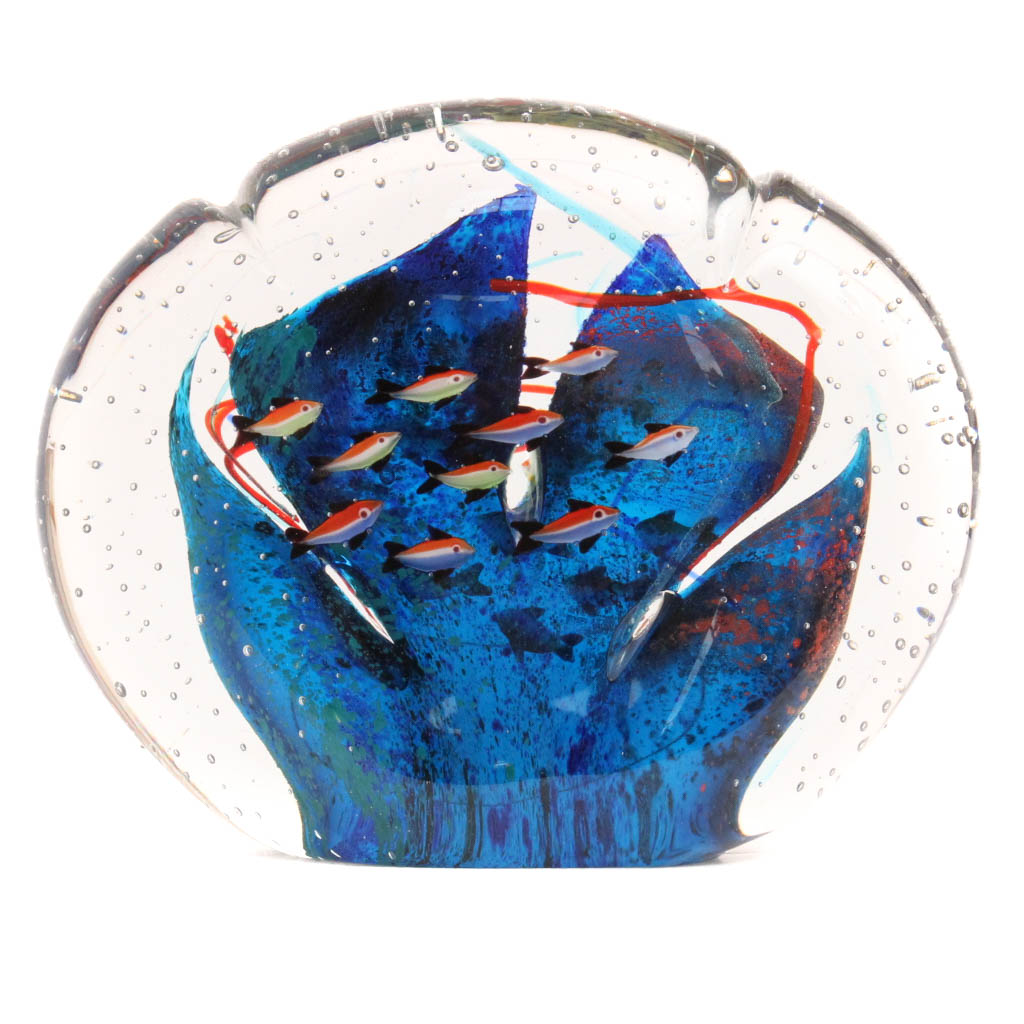 Large Tropical Fish Inspired Art Glass Paperweight