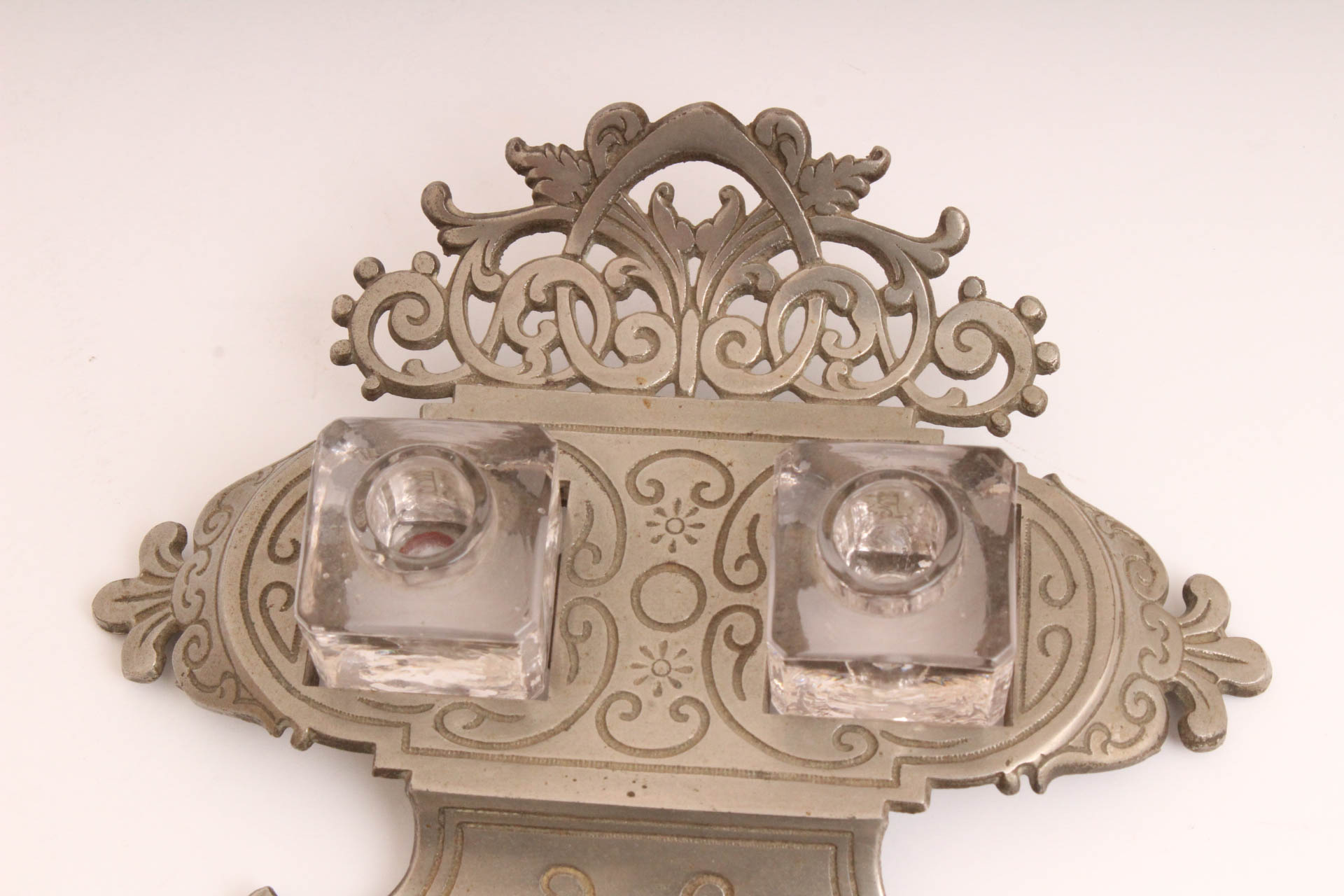 National Bronze and Iron Works Art Noveau Double Inkwell