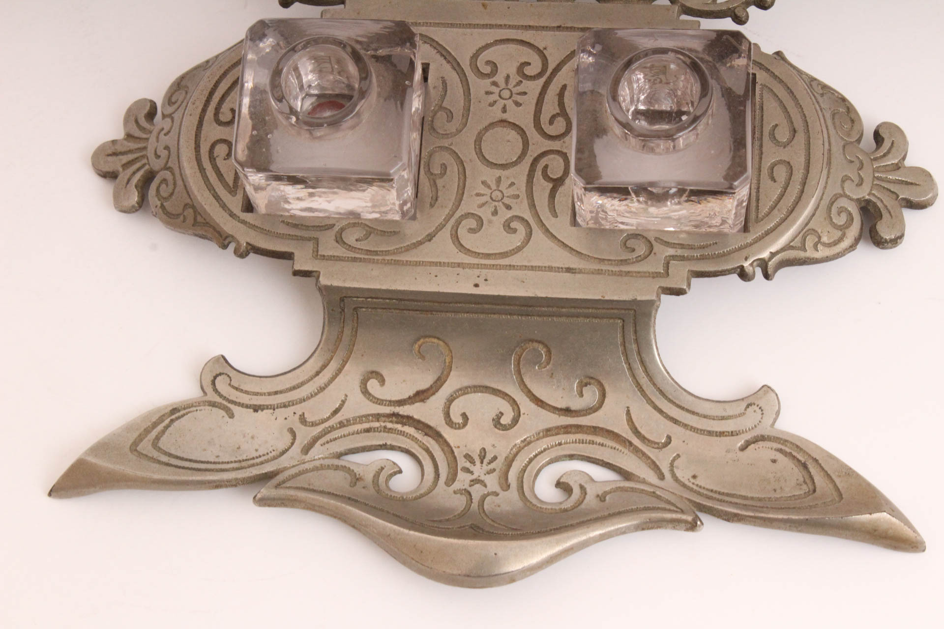 National Bronze and Iron Works Art Noveau Double Inkwell