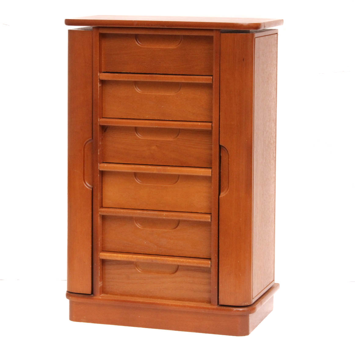 Wood Jewelry Chest With Vintage Jewelry