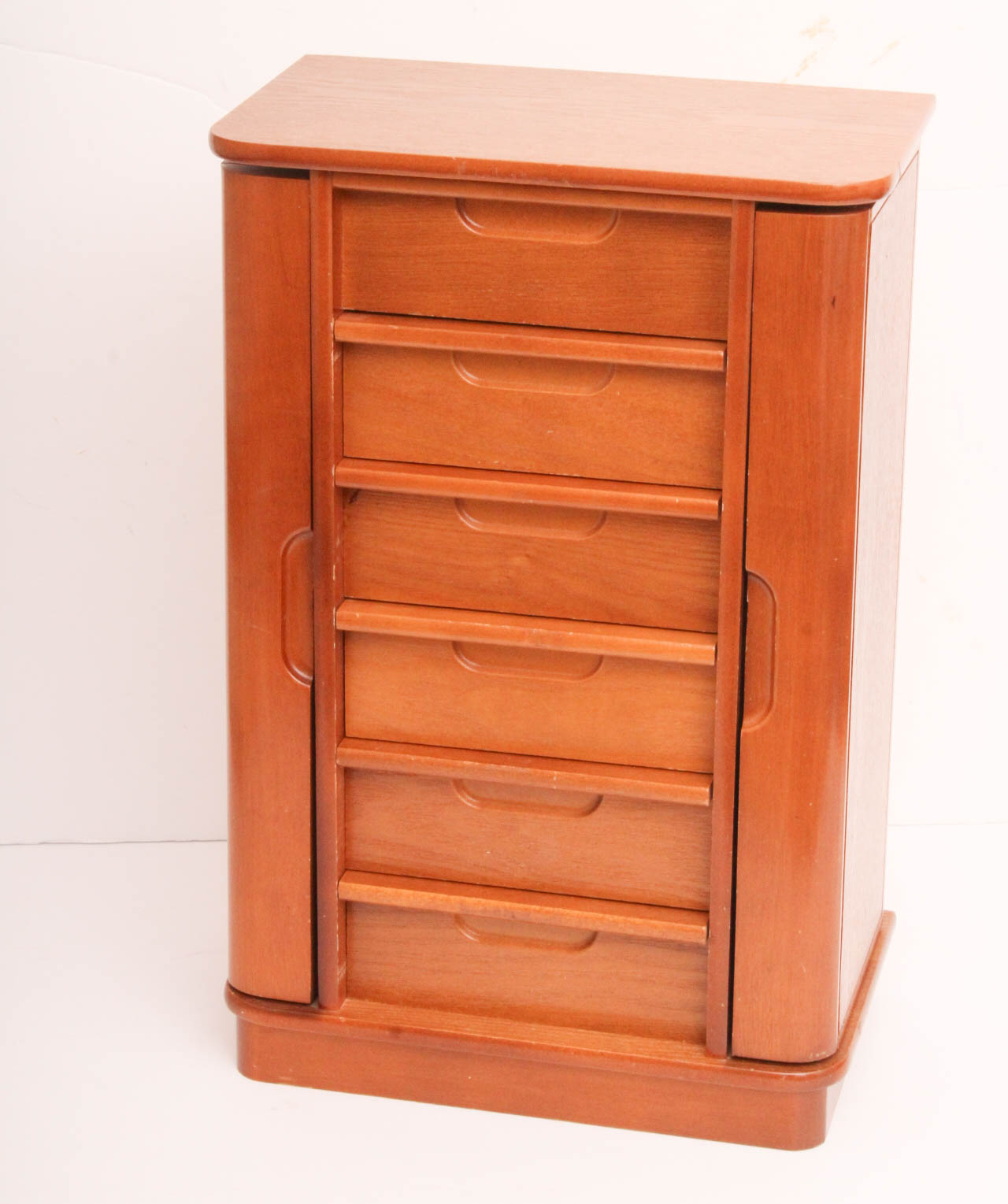 Wood Jewelry Chest With Vintage Jewelry