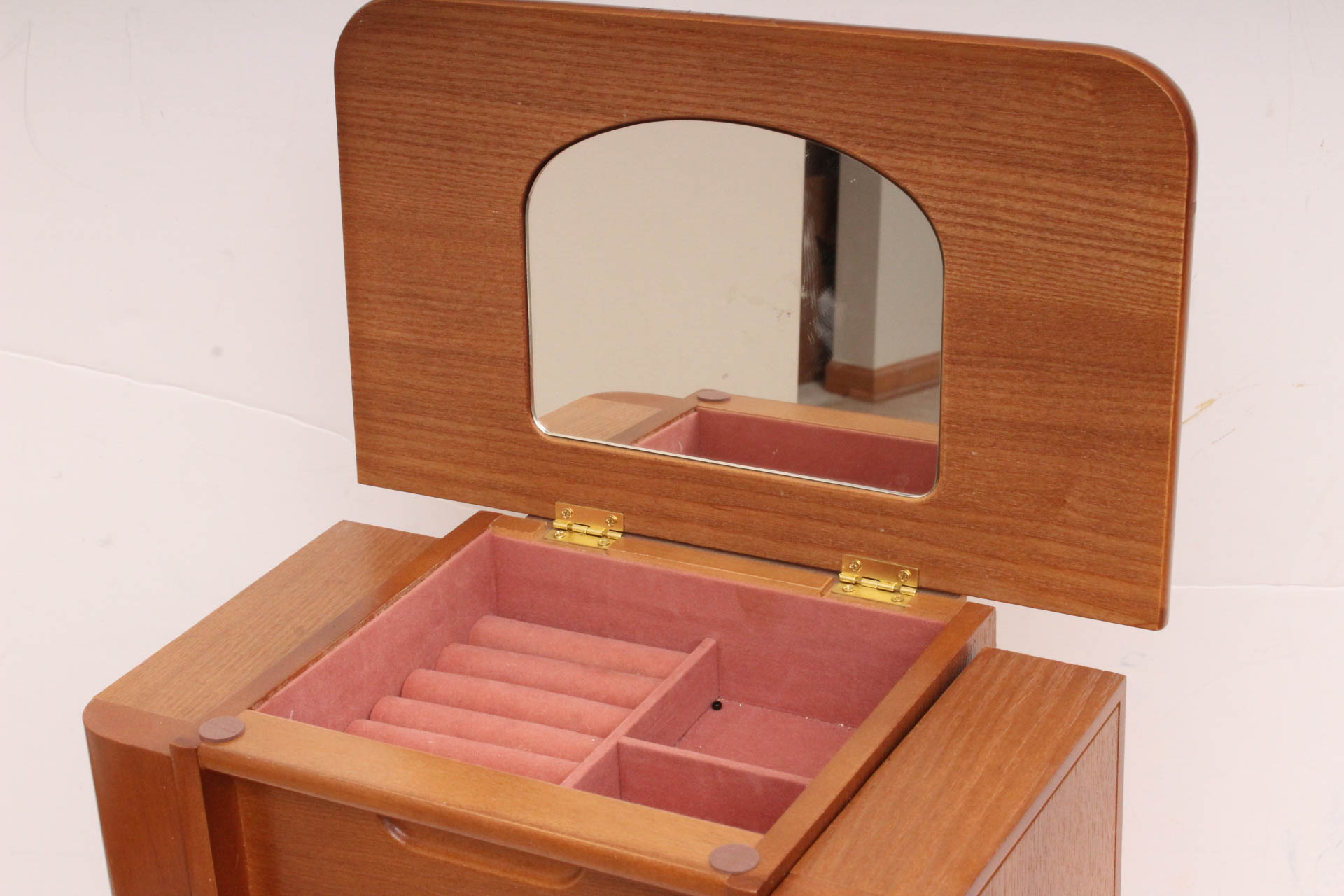 Wood Jewelry Chest With Vintage Jewelry