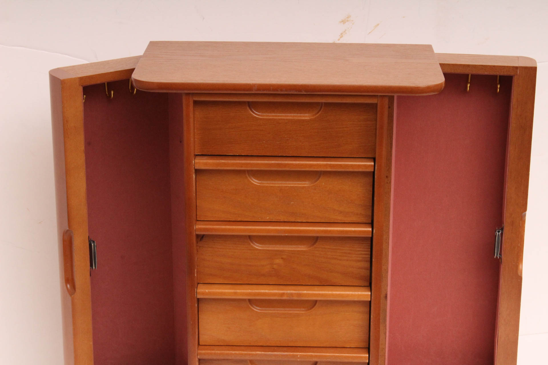 Wood Jewelry Chest With Vintage Jewelry