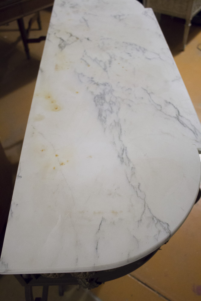 Rococo Style Marble Top Wrought Iron Console Table