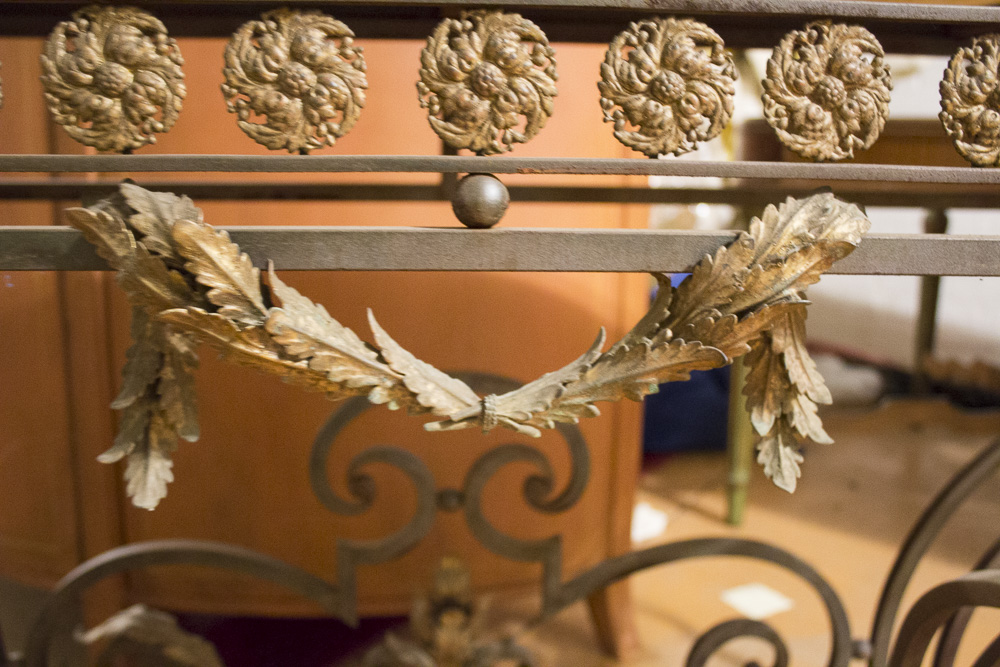 Rococo Style Marble Top Wrought Iron Console Table