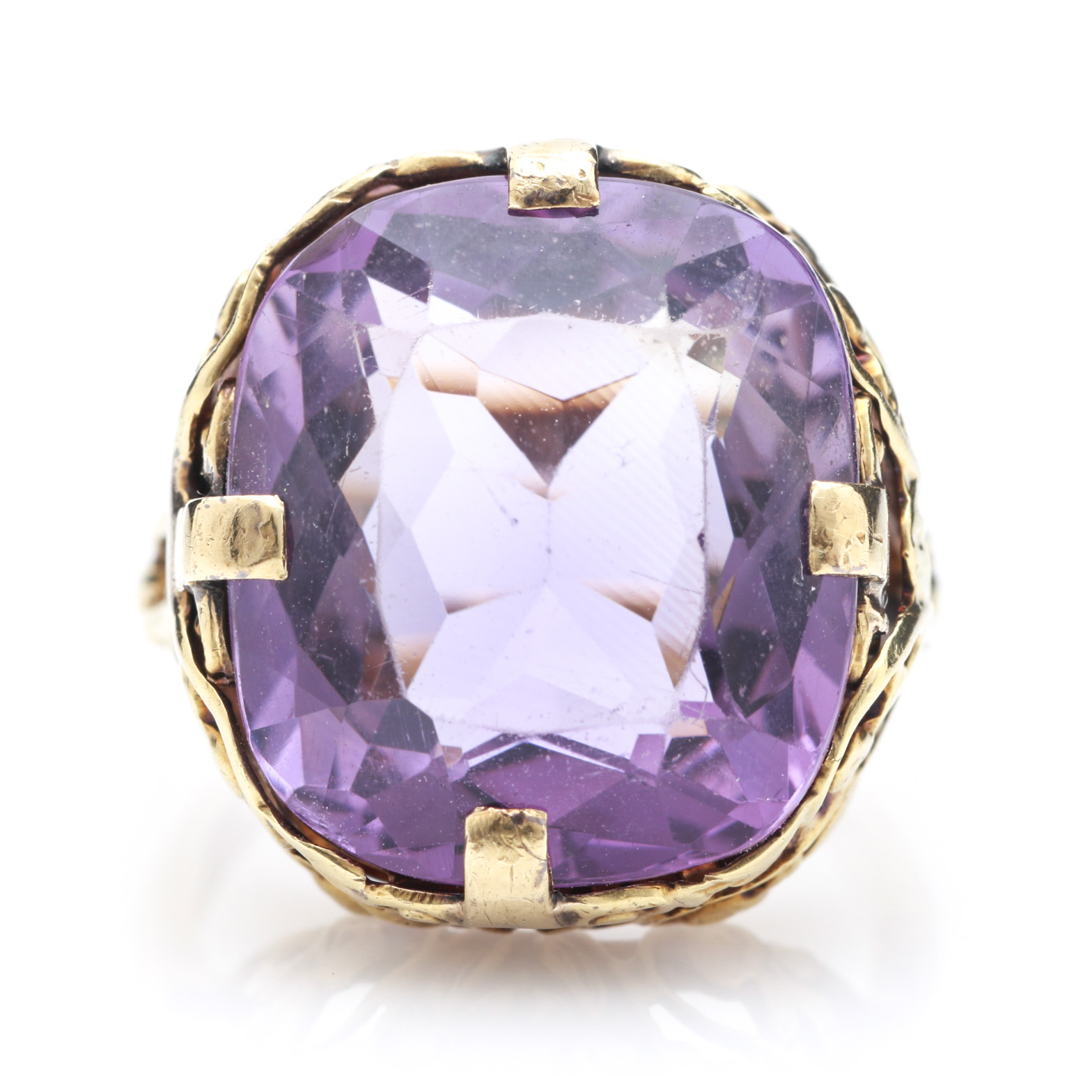 14K Yellow Gold 10.81 CT Amethyst Ring