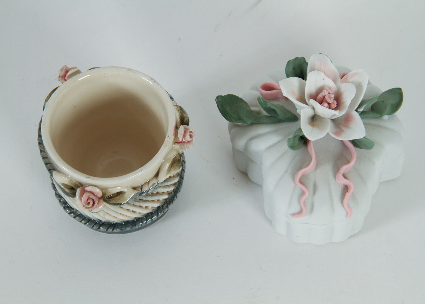 Pair of Ceramic Floral Decor