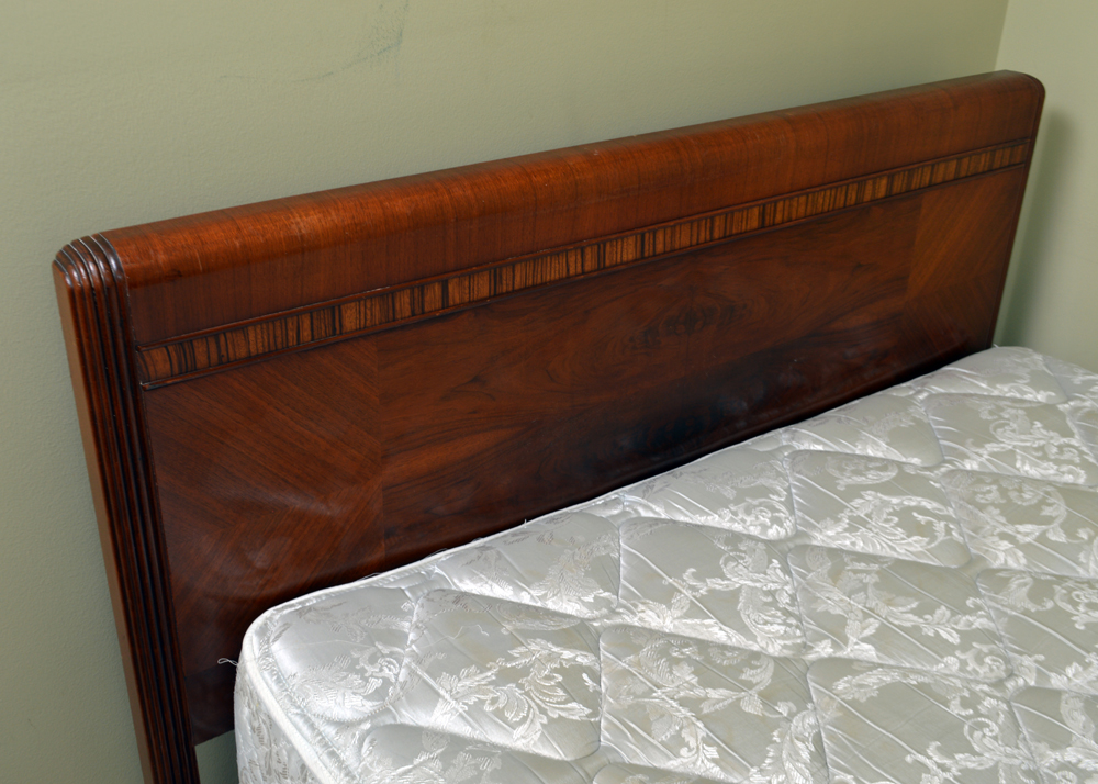 Art Deco Waterfall Style Bed Frame and Vanity by Abernathy Furniture Co.