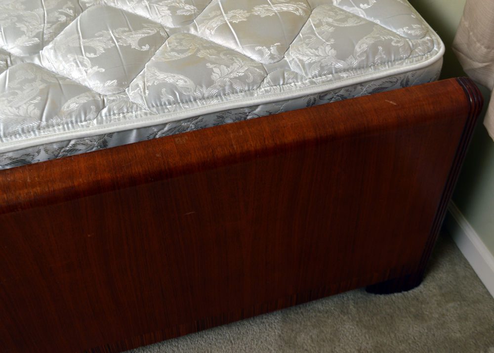 Art Deco Waterfall Style Bed Frame and Vanity by Abernathy Furniture Co.