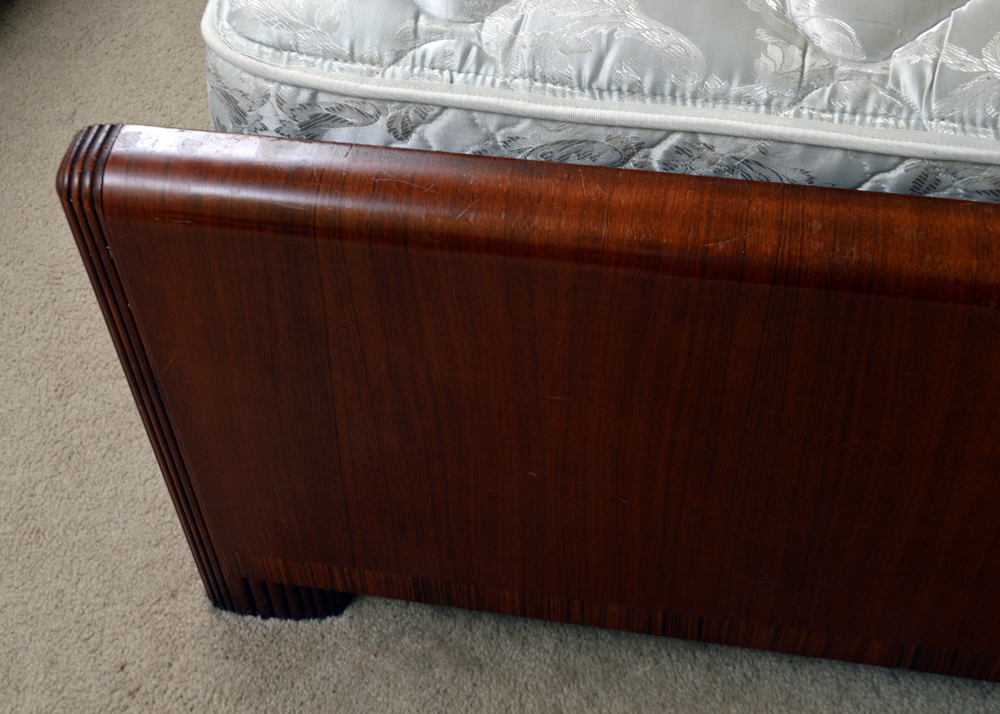 Art Deco Waterfall Style Bed Frame and Vanity by Abernathy Furniture Co.