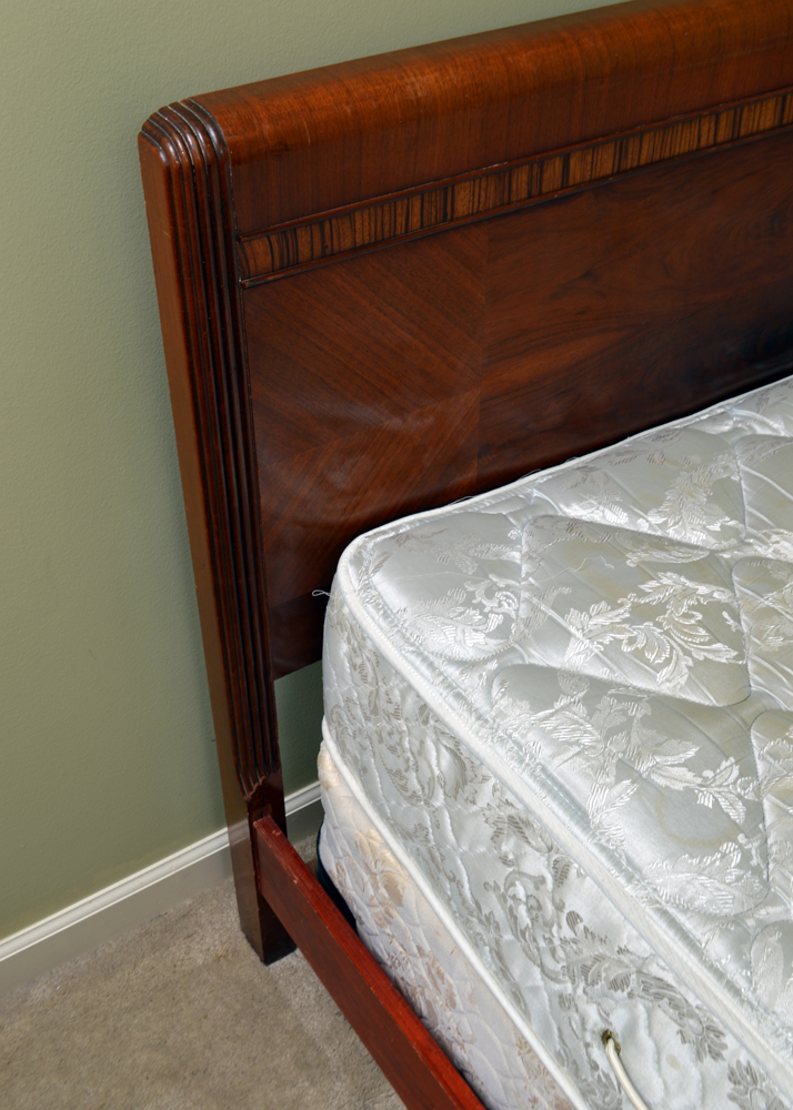 Art Deco Waterfall Style Bed Frame and Vanity by Abernathy Furniture Co.