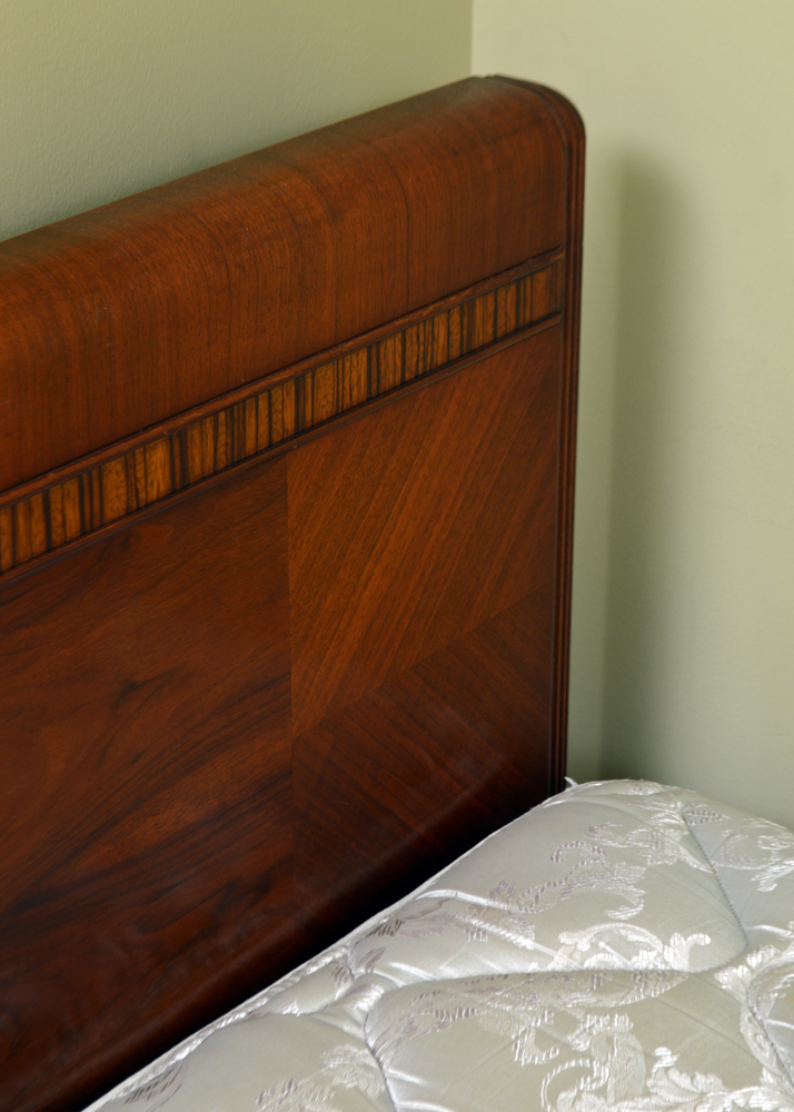 Art Deco Waterfall Style Bed Frame and Vanity by Abernathy Furniture Co.