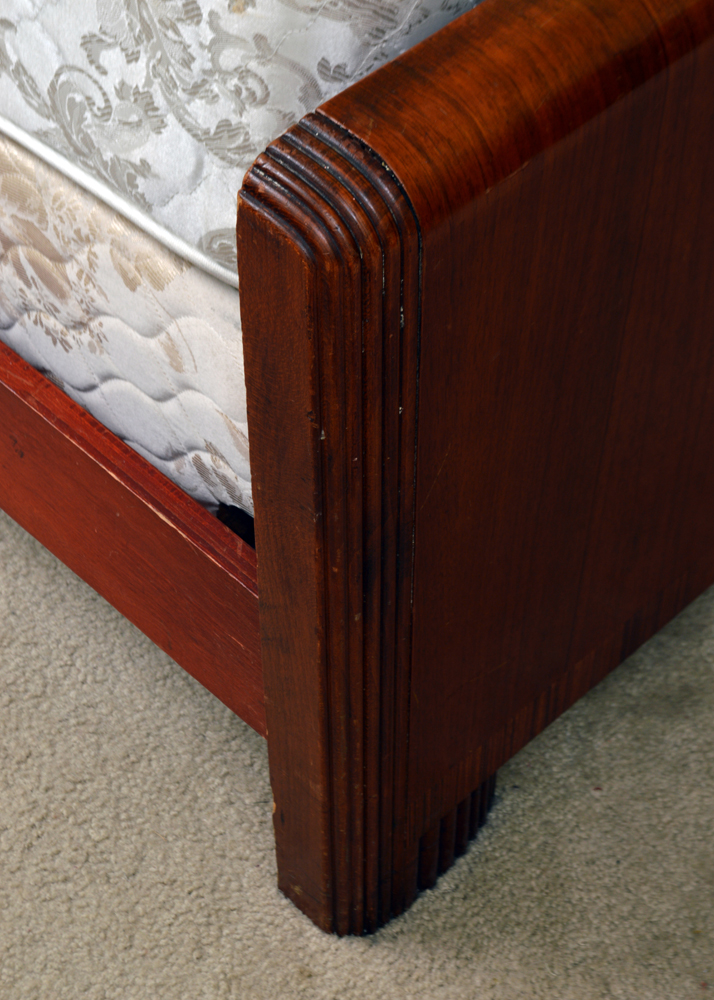 Art Deco Waterfall Style Bed Frame and Vanity by Abernathy Furniture Co.