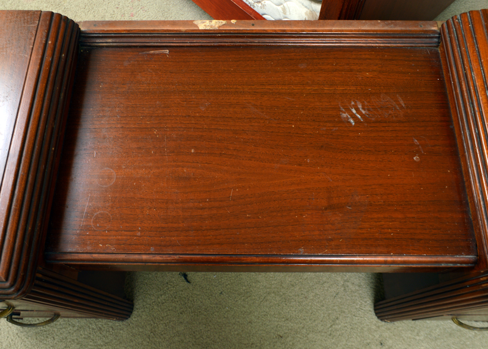 Art Deco Waterfall Style Bed Frame and Vanity by Abernathy Furniture Co.