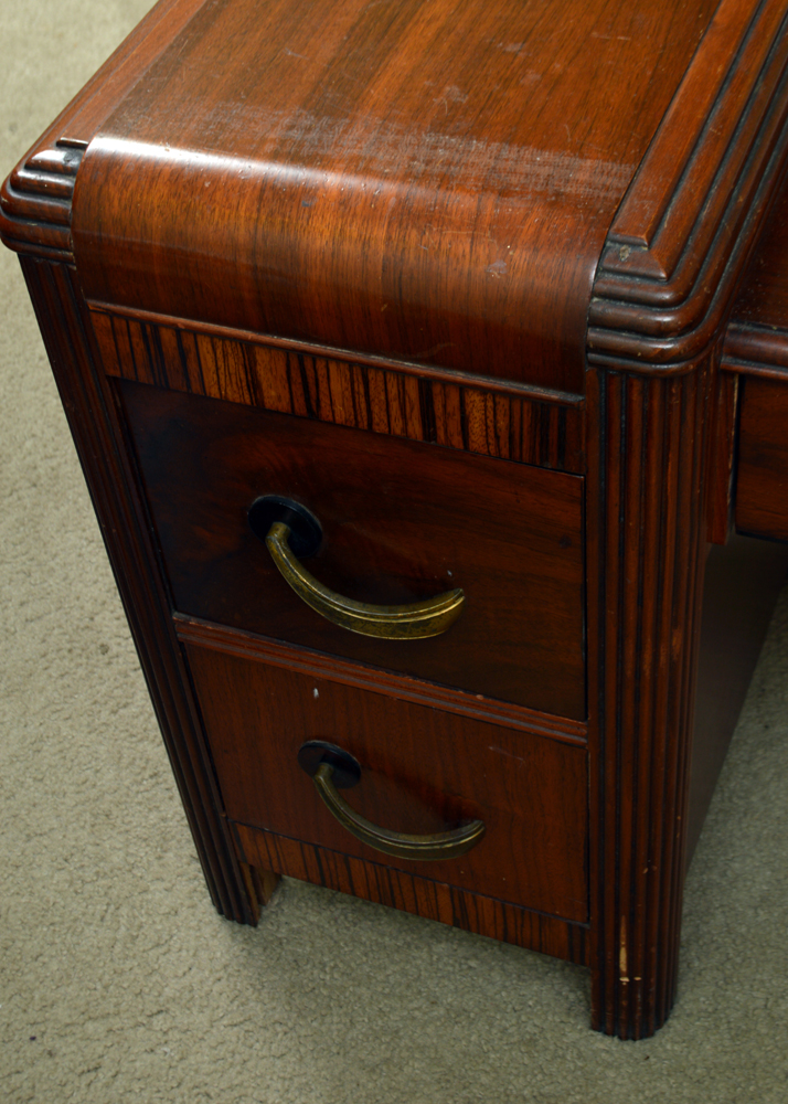 Art Deco Waterfall Style Bed Frame and Vanity by Abernathy Furniture Co.