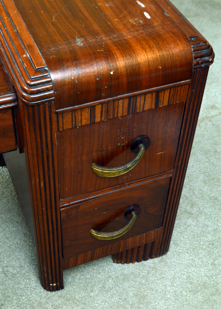 Art Deco Waterfall Style Bed Frame and Vanity by Abernathy Furniture Co.