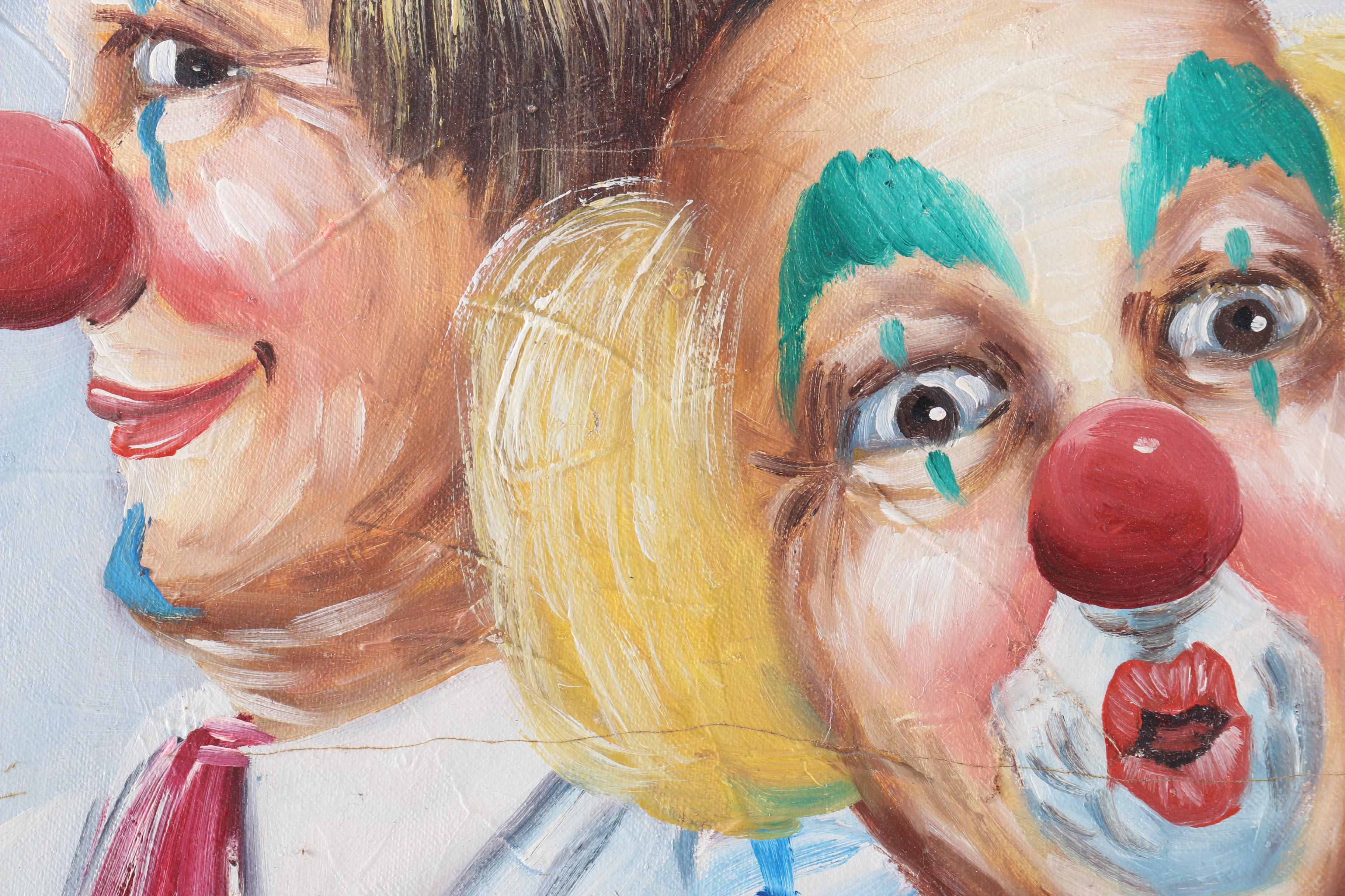 Roger Hines Oil Painting of Clowns