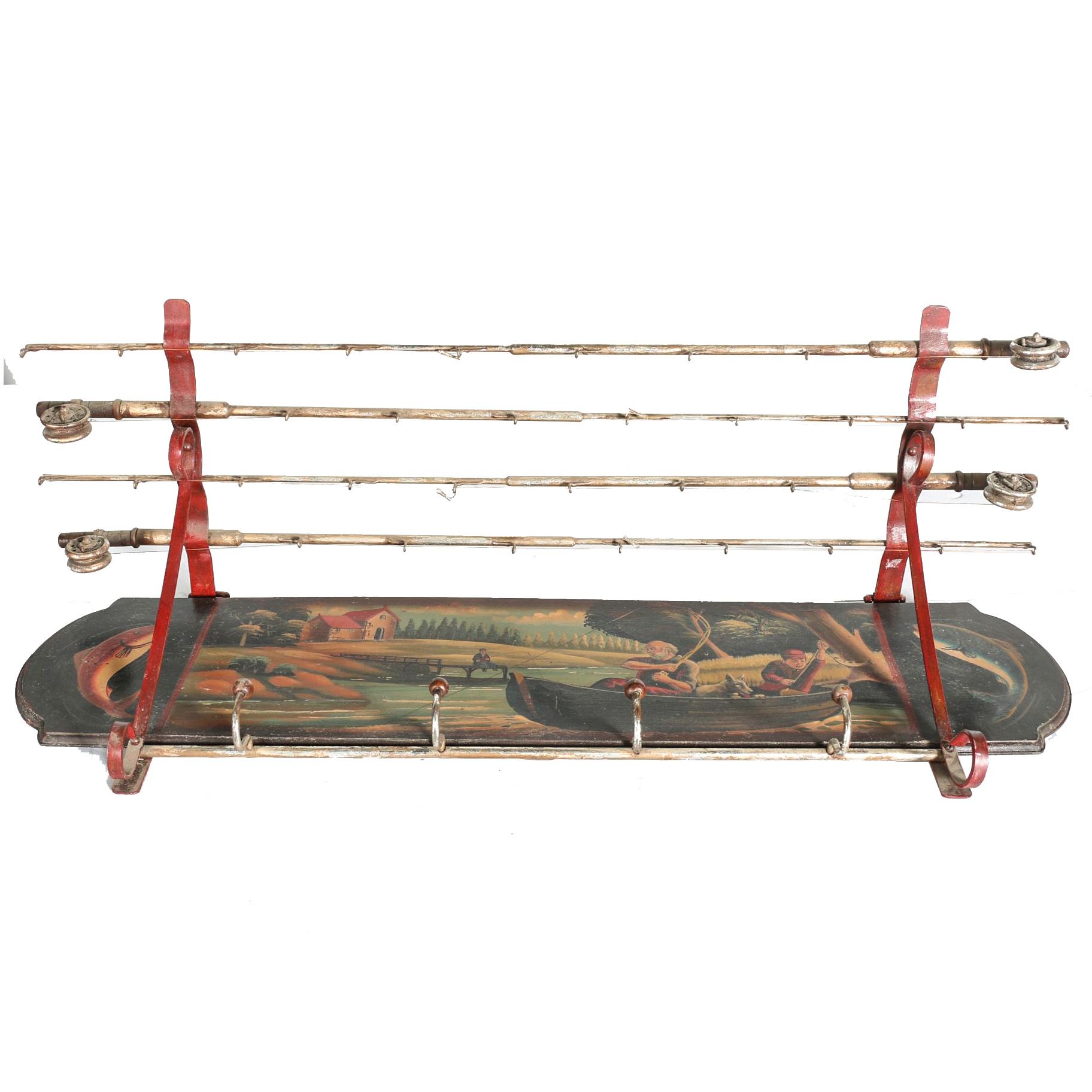 Hand-Painted Vintage Rack Made With Fishing Rods