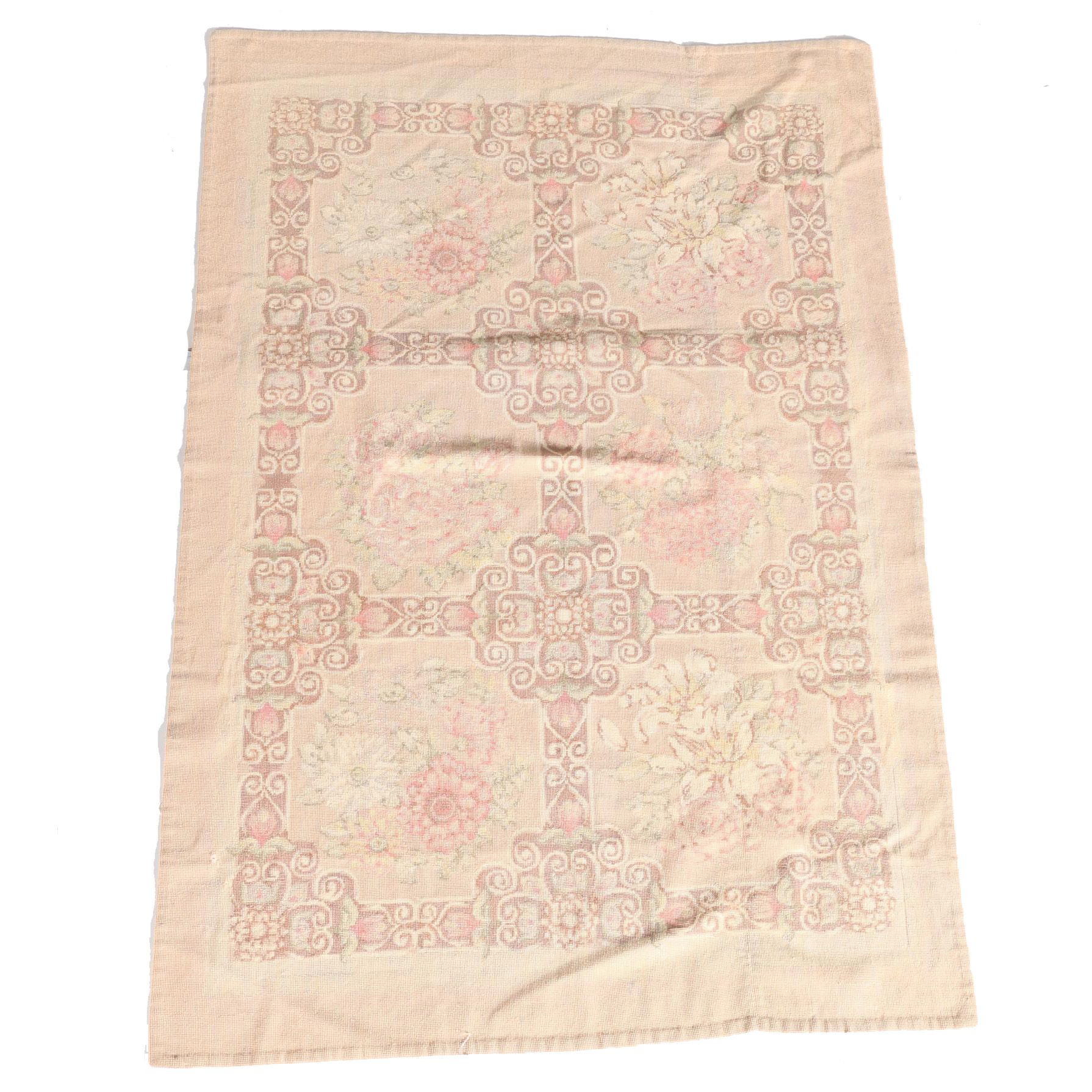 Handmade Needlepoint Aubusson-Style Area Rug