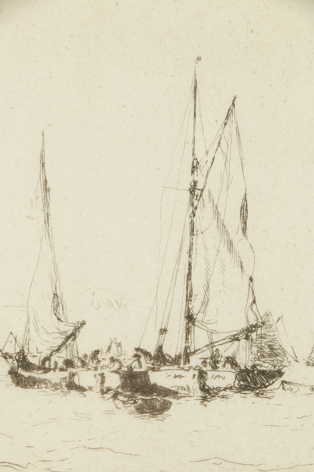 Arthur Briscoe Etching on Paper "Oyster Dredging, West Mersea"