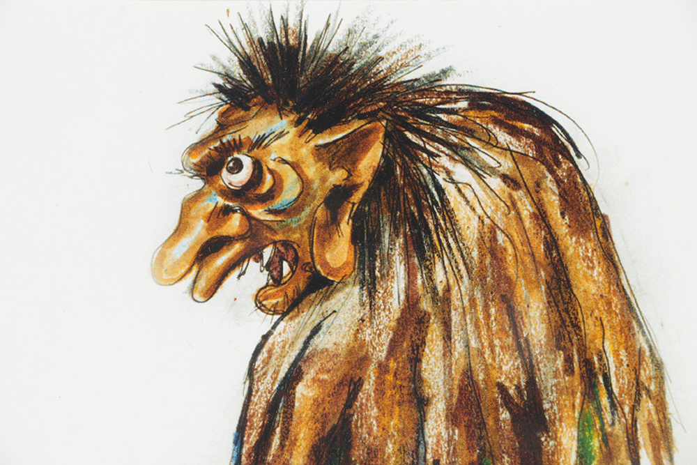 Offset Lithograph on Paper Illustration of a Troll