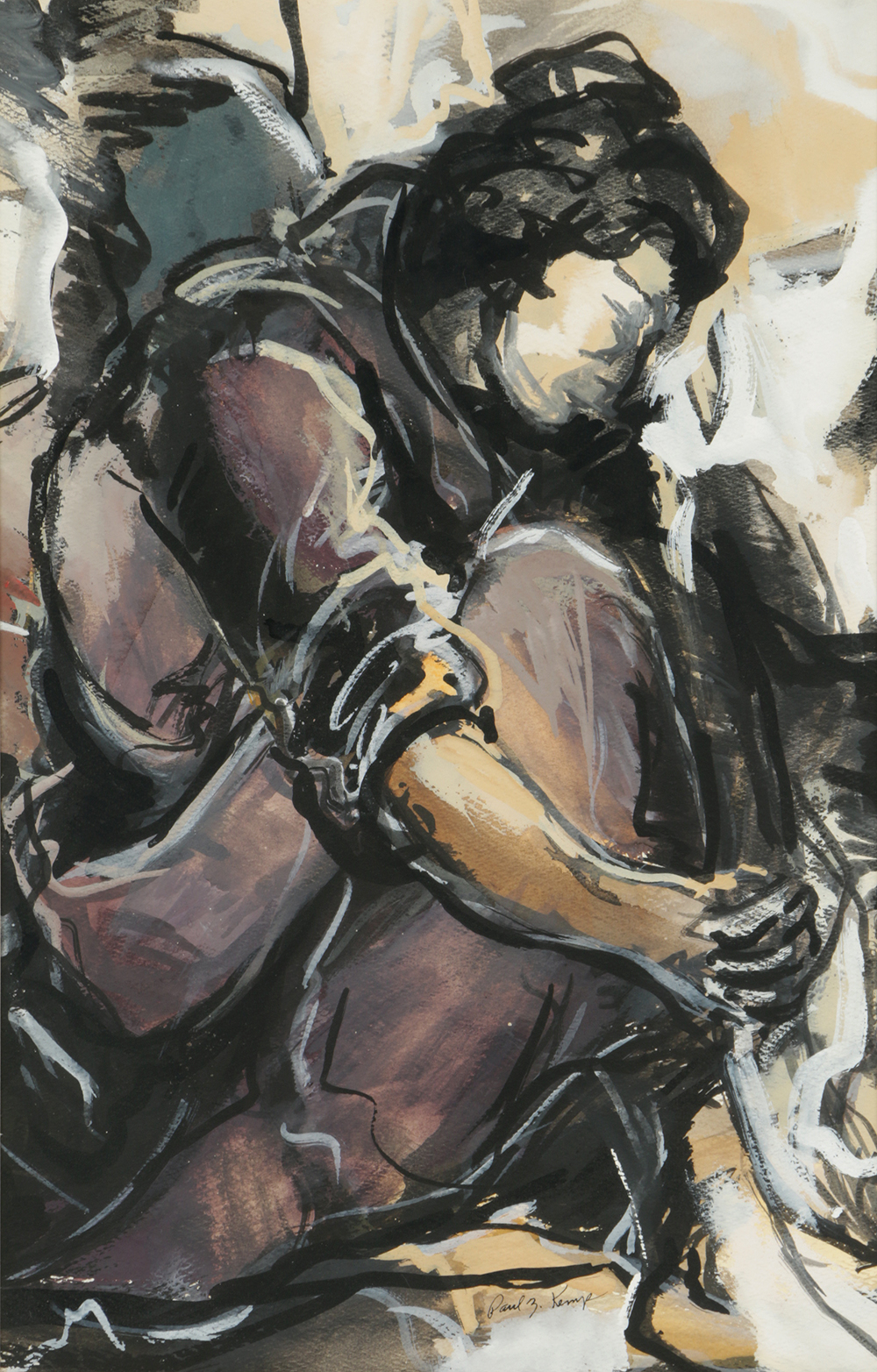 Paul Kemp Watercolor and Gouache Painting on Paper "Oriental"