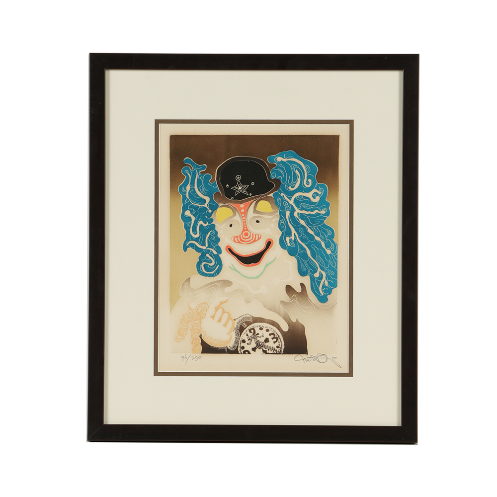 Motoi Oi Limited Edition Color Etching on Paper Abstract Clown
