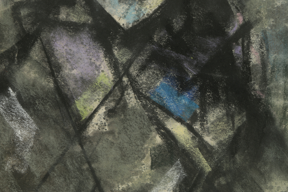 Kambre Pastel Drawing on Textured Paper Cubist Portrait