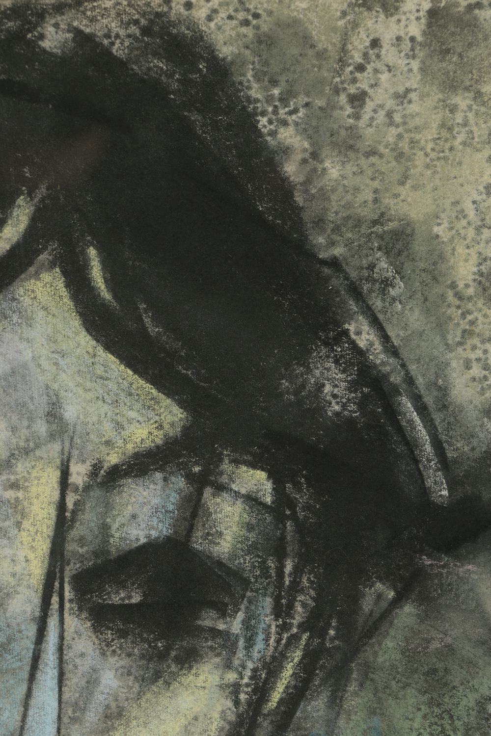 Kambre Pastel Drawing on Textured Paper Cubist Portrait